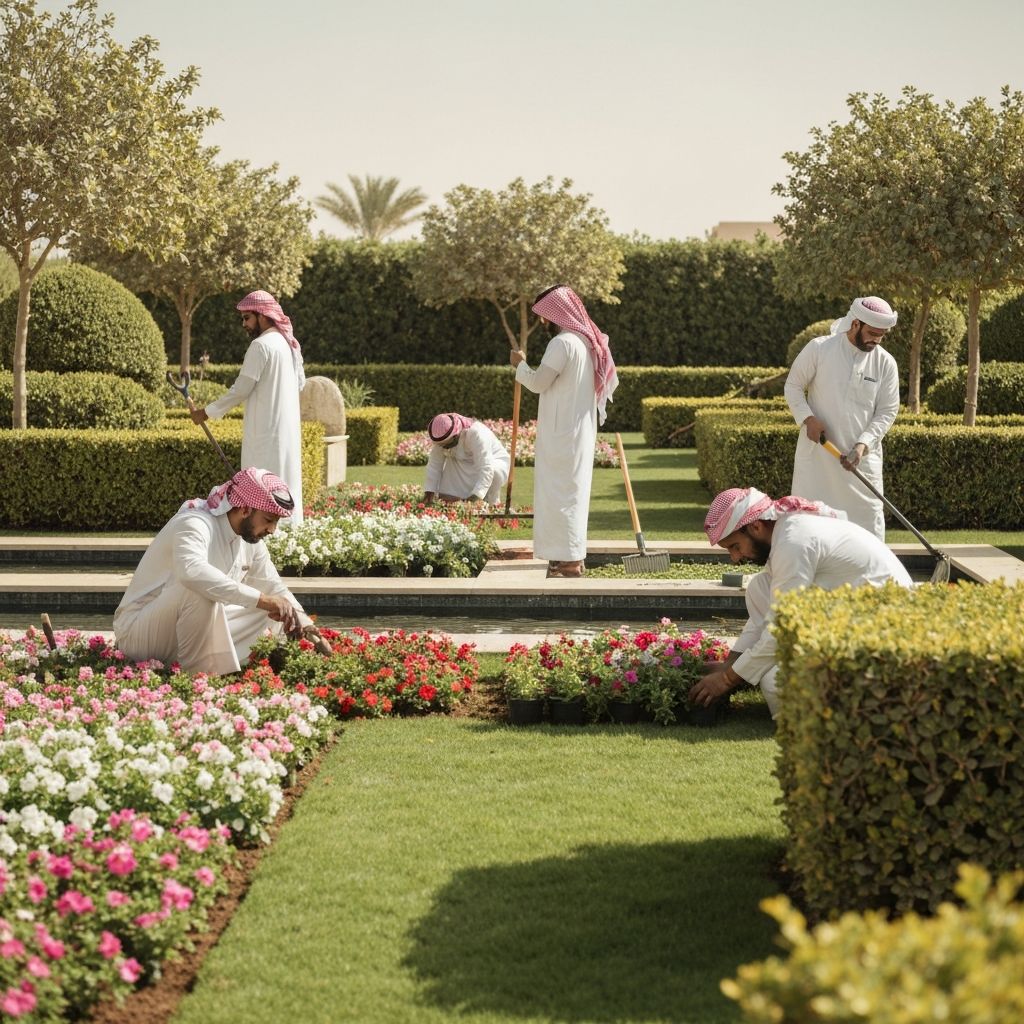 فريق عمل شركة الميار لتنسيق الحدائق